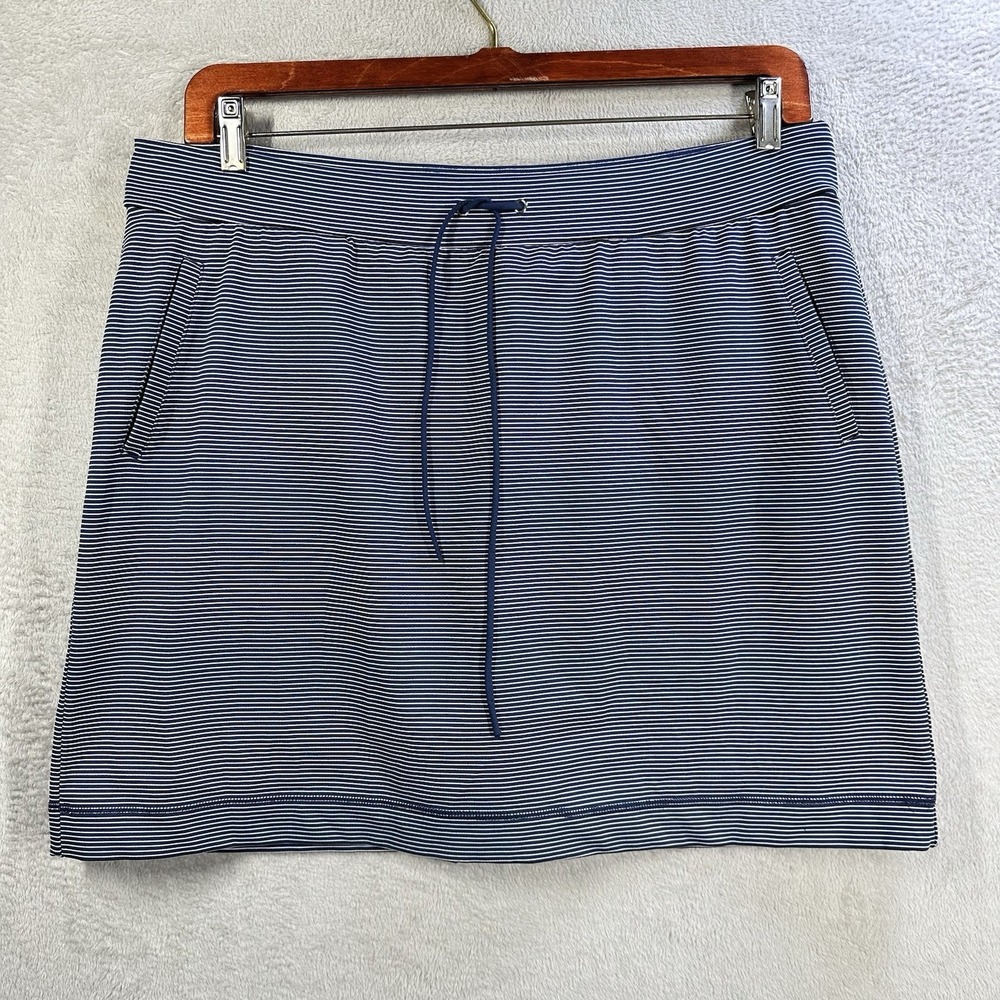 Chicos Zenergy Striped Skort Size 3 US 16 XL Blue White Pockets Drawstring